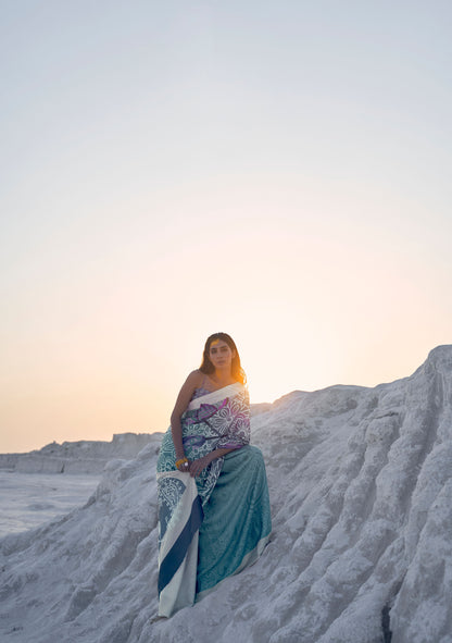 Grey Kasa Digital Print Saree