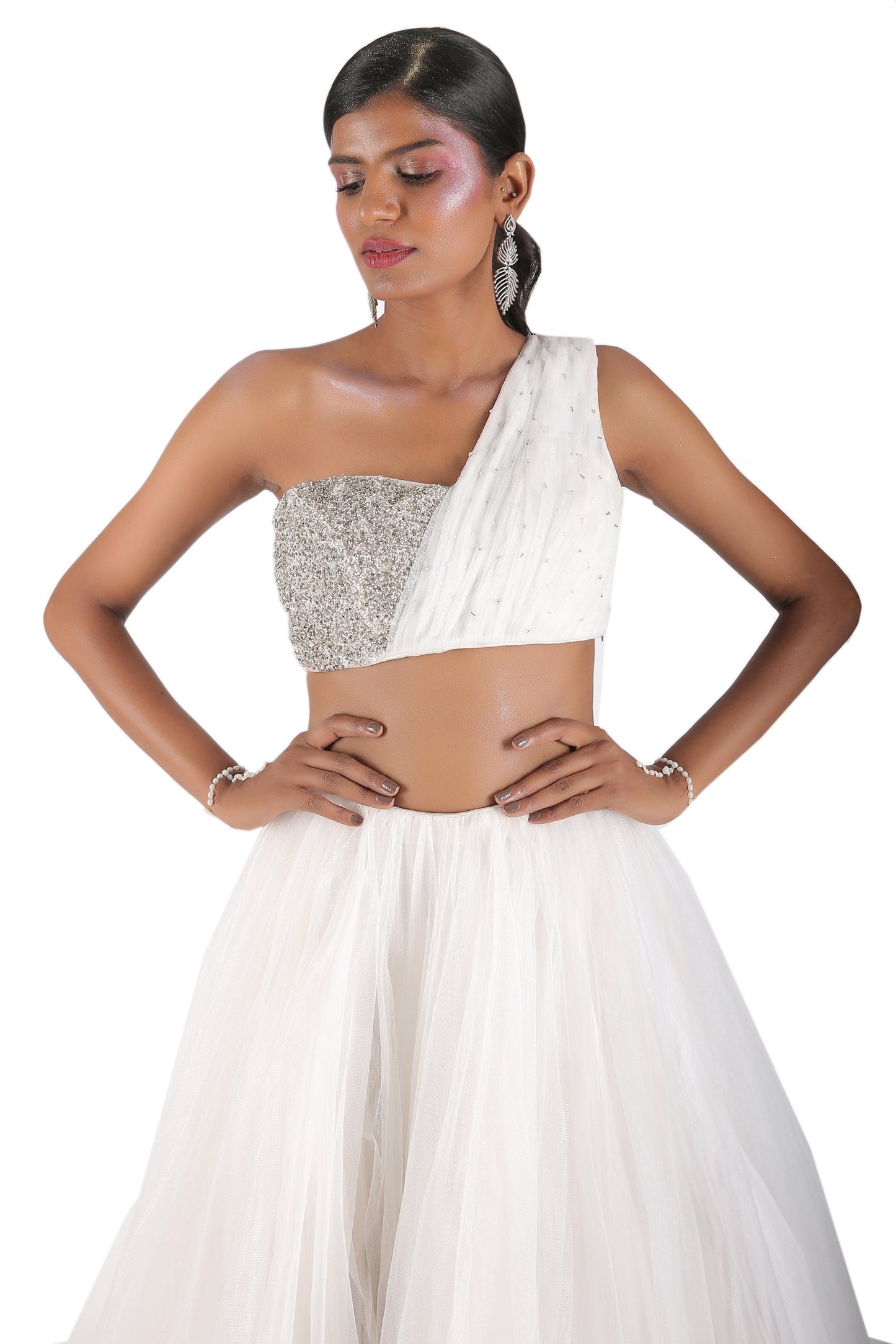 White tulle skirt set