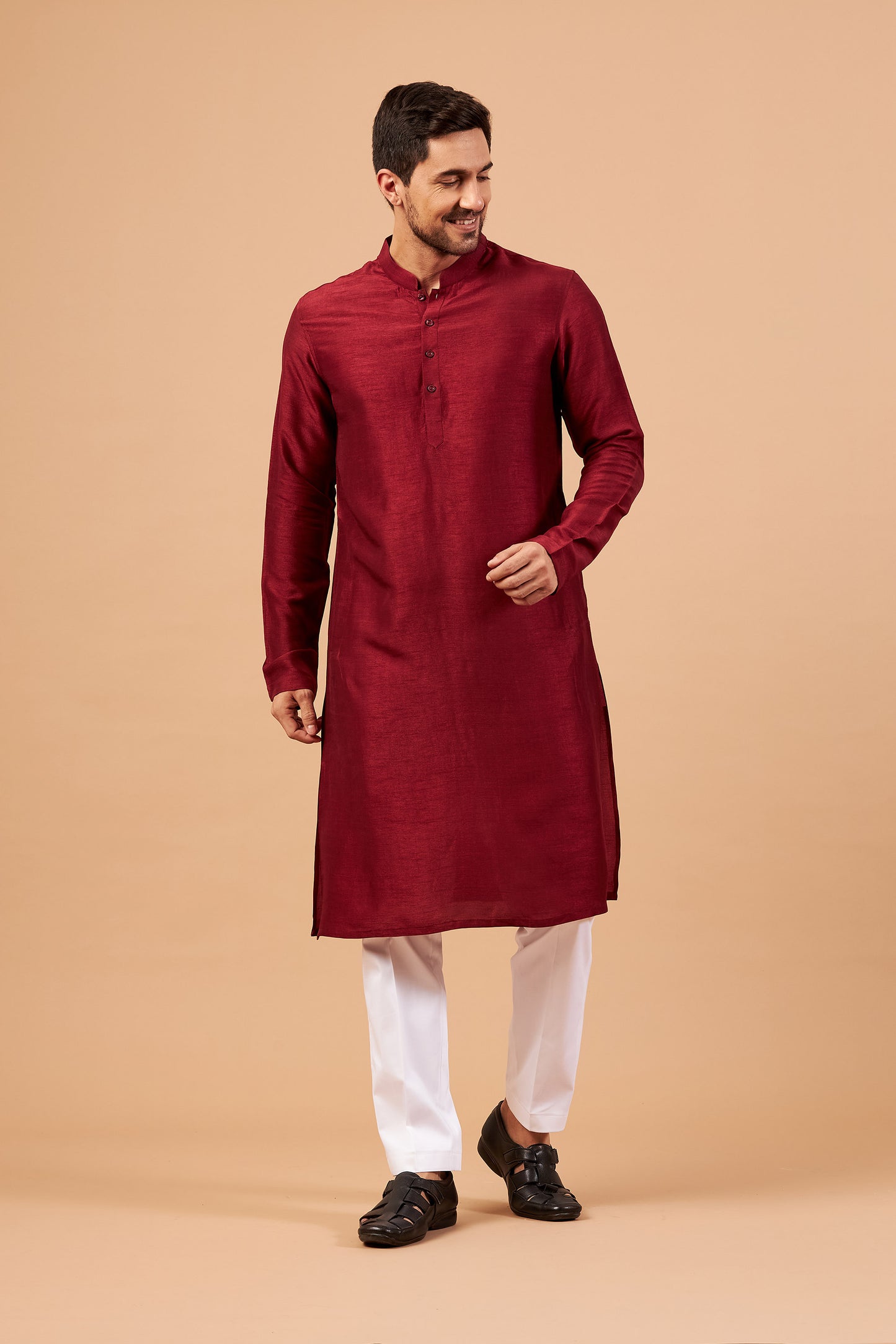 Maroon Raw Silk Festive ( only Kurta )