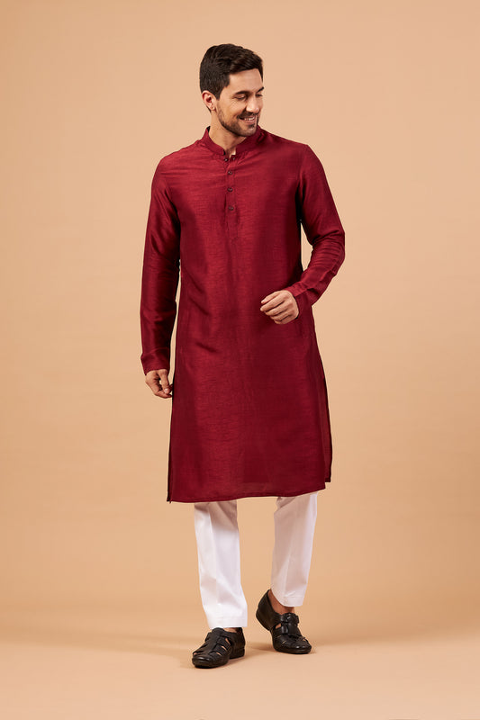 Maroon Raw Silk Festive ( only Kurta )