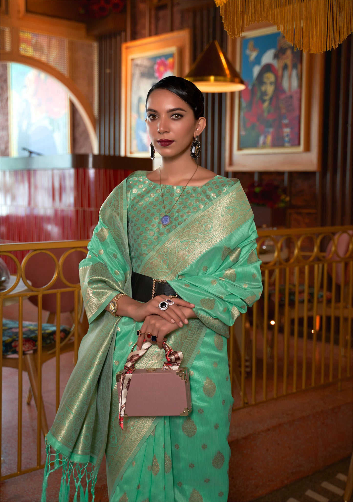 Green Kamairah Silk Tussar Silk Handloom Saree