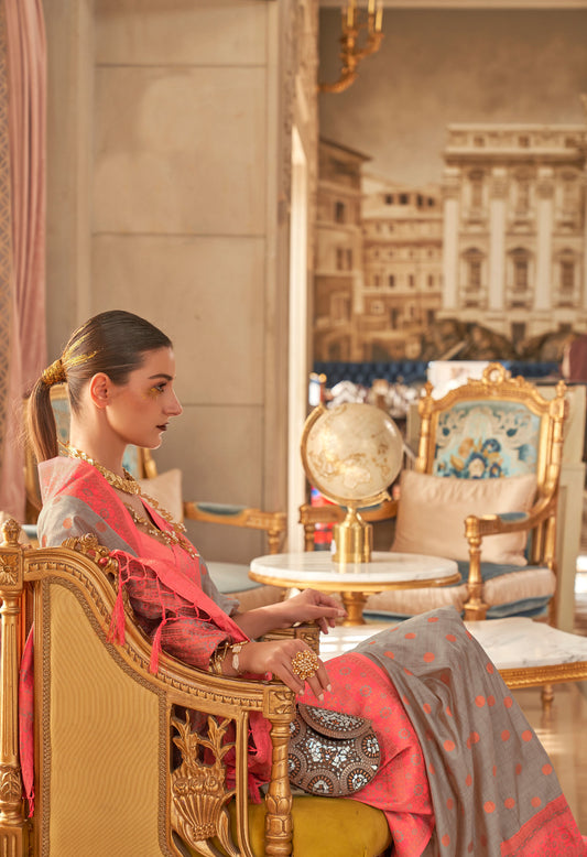 Grey Kamsaara Bamboo Copper Zari Handloom Saree