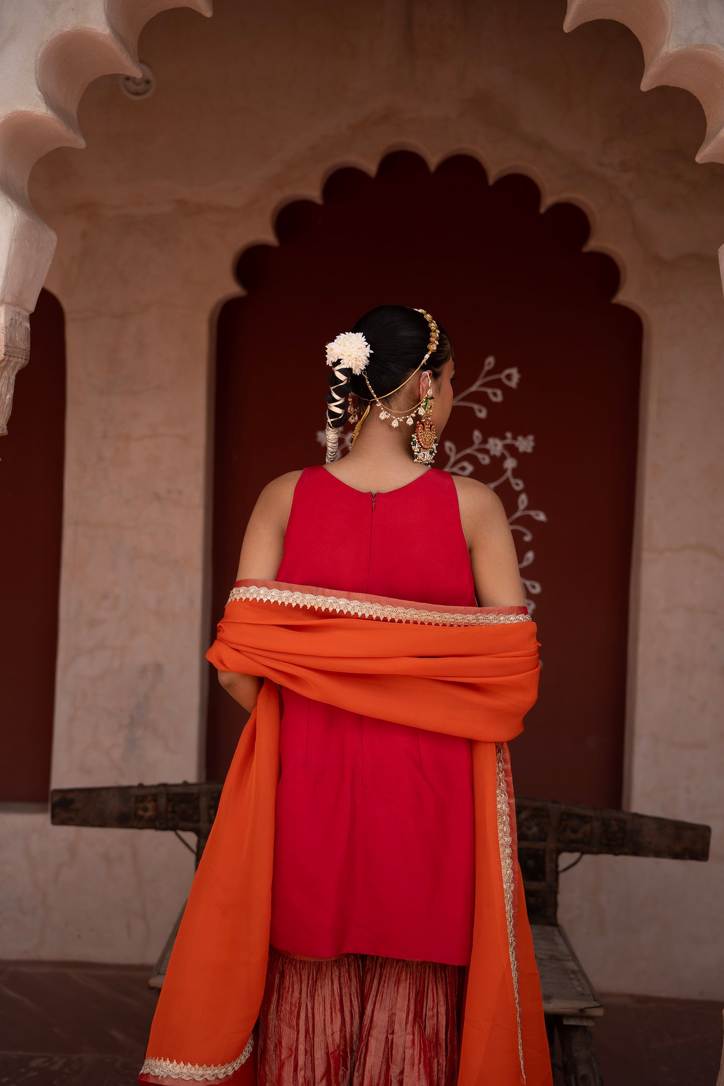 Laal Rang Hand-Embroidered Gharara Set