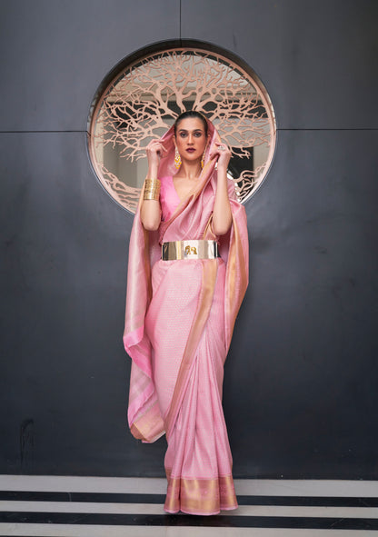 Pink Khitaab Silk Handloom Saree