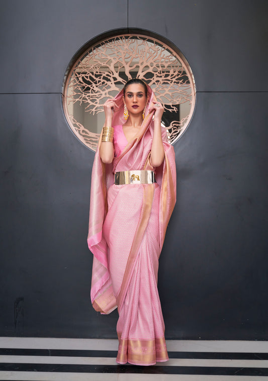 Pink Khitaab Silk Handloom Saree
