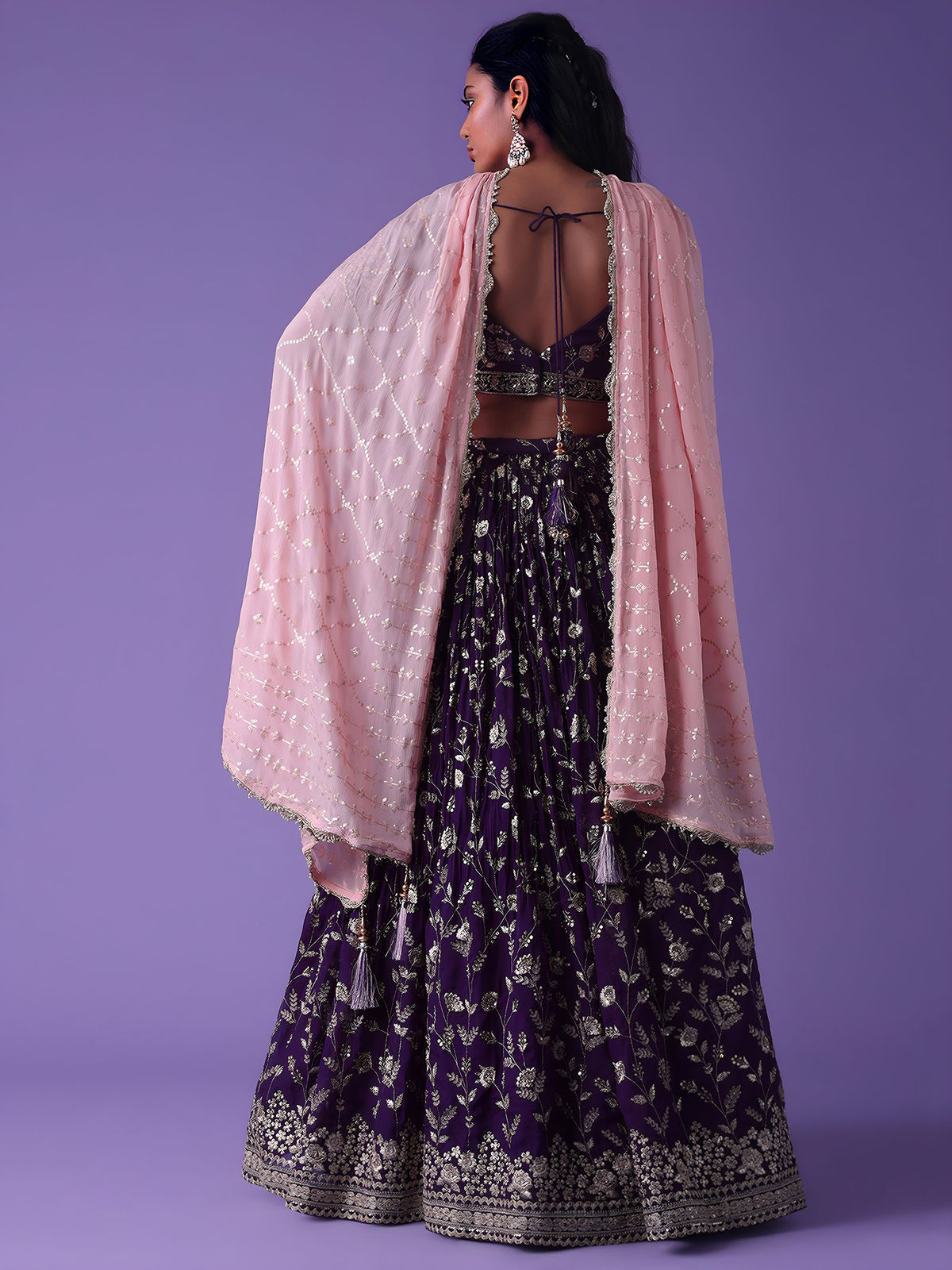 Purple Georgette Zari & Sequins Work Bridesmaid Lehenga Choli