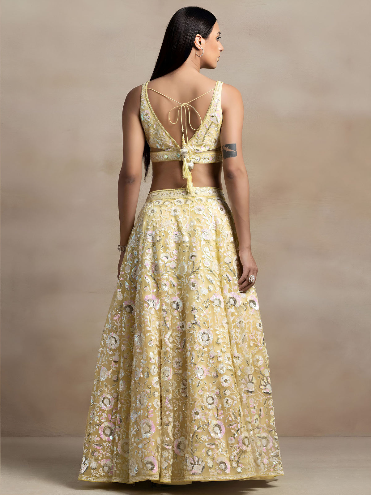 Yellow Thread & Sequins Embroidered Lehenga Choli for Haldi