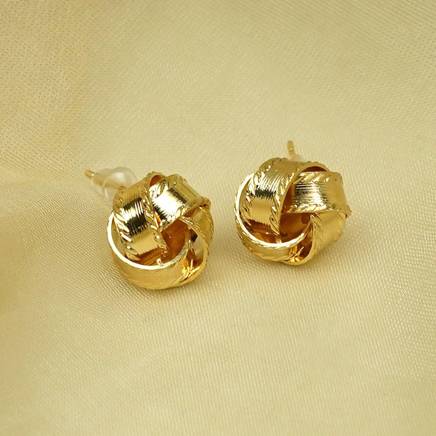 Zevar Club Silver Tone Twisted Knot Stud Earrings for Women