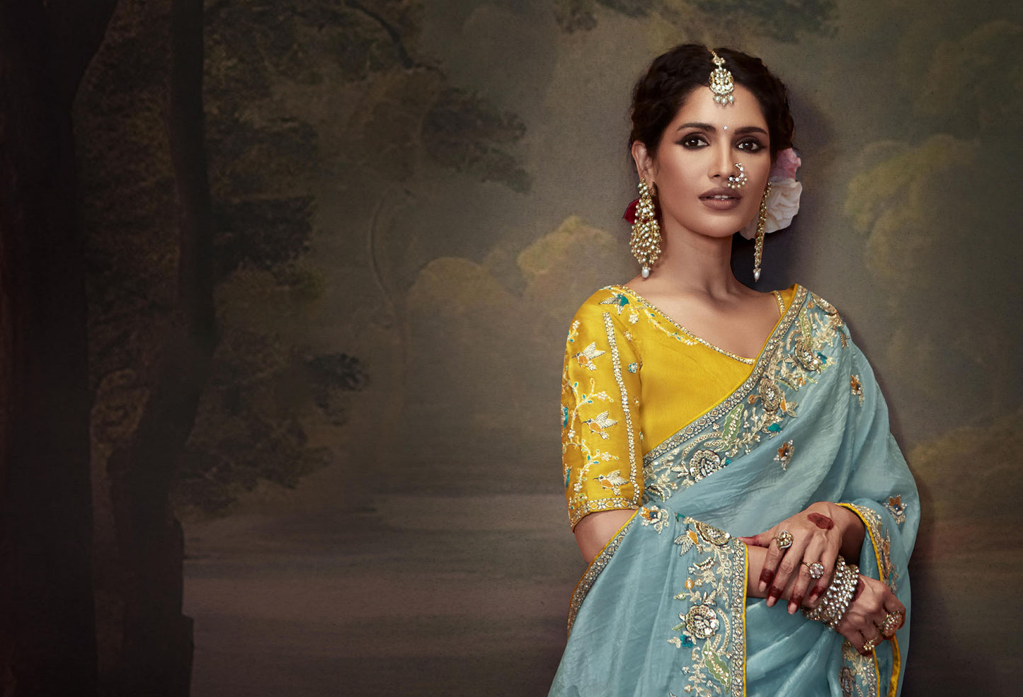 Blue Sequins Festive Naveli Saree