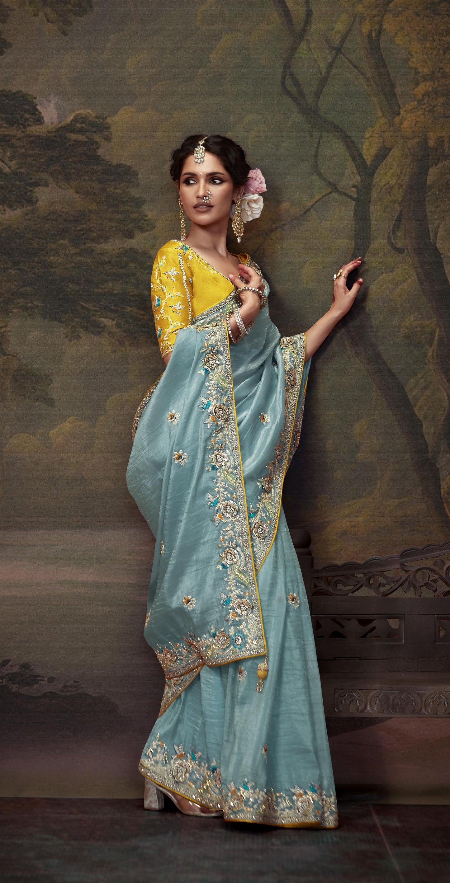Blue Sequins Festive Naveli Saree