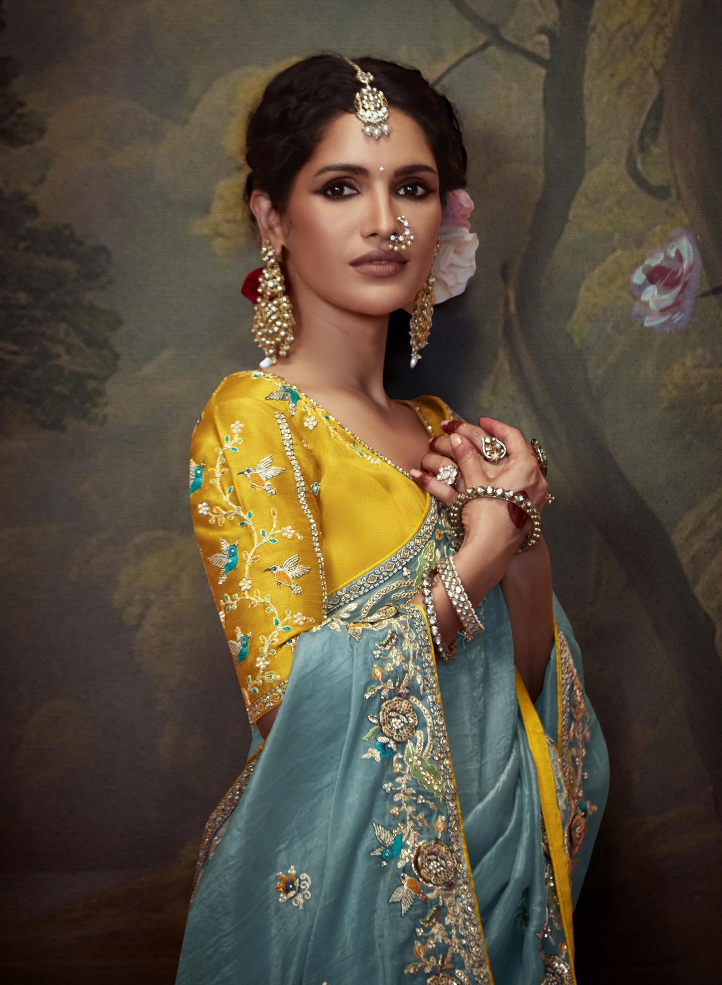 Blue Sequins Festive Naveli Saree