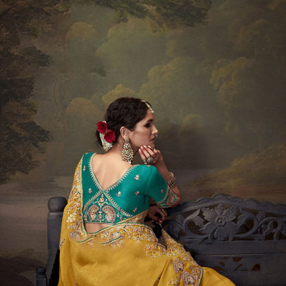 Yellow Sequins Festive Naveli Saree