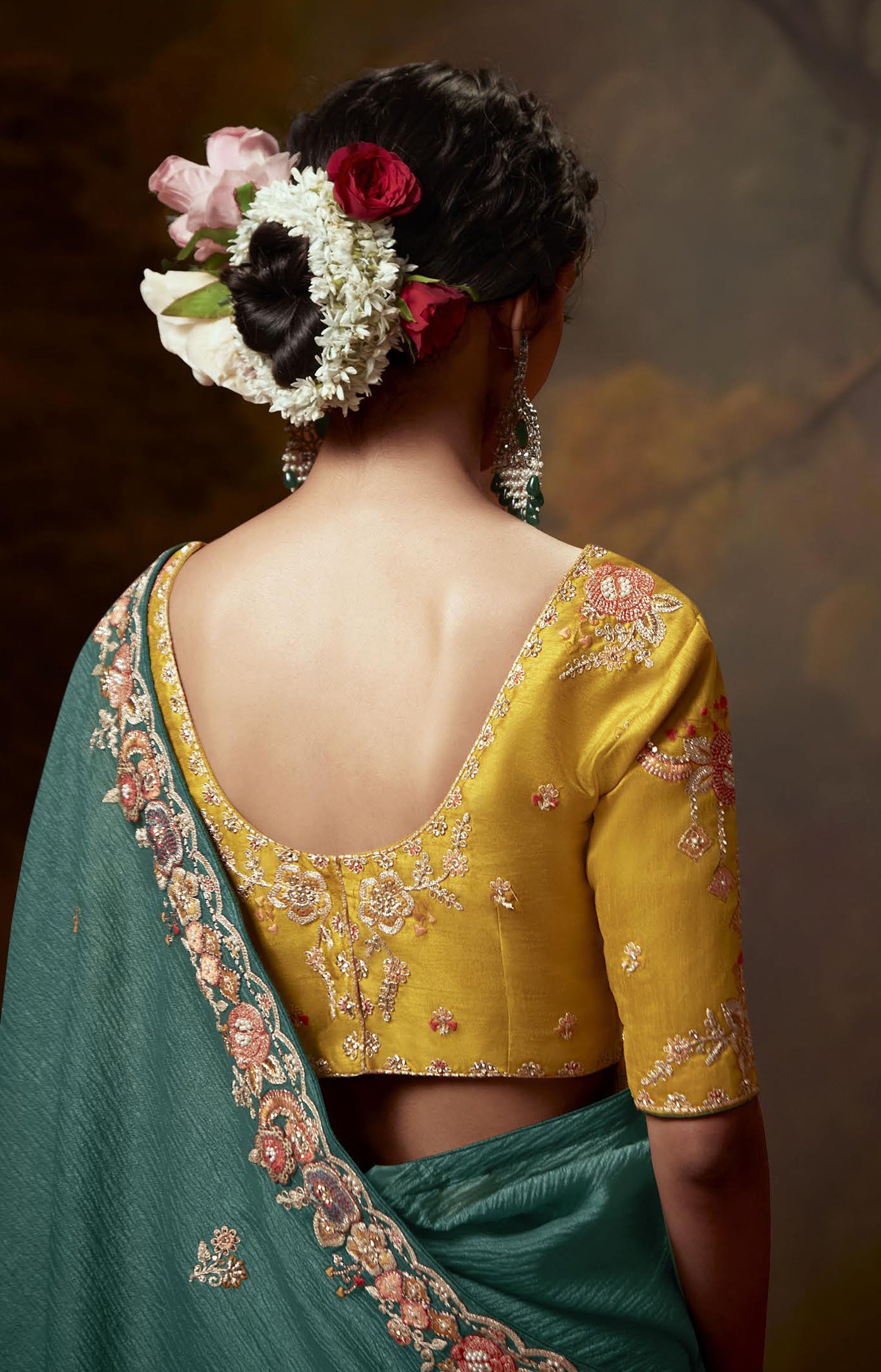 Green Sequins Festive Naveli Saree