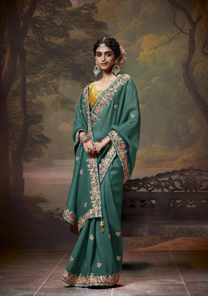 Green Sequins Festive Naveli Saree