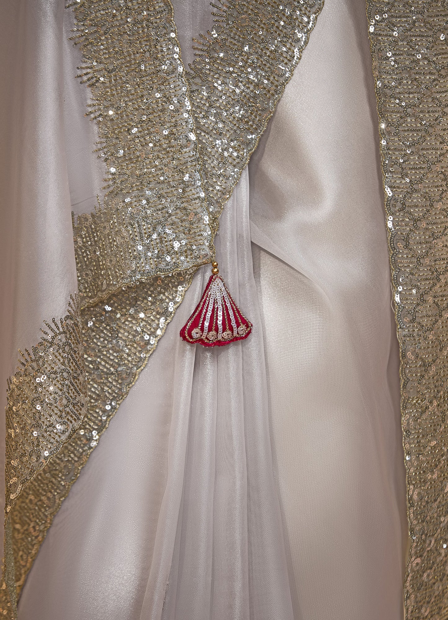 Grey Cut work Embroidered Kajal Festive Saree