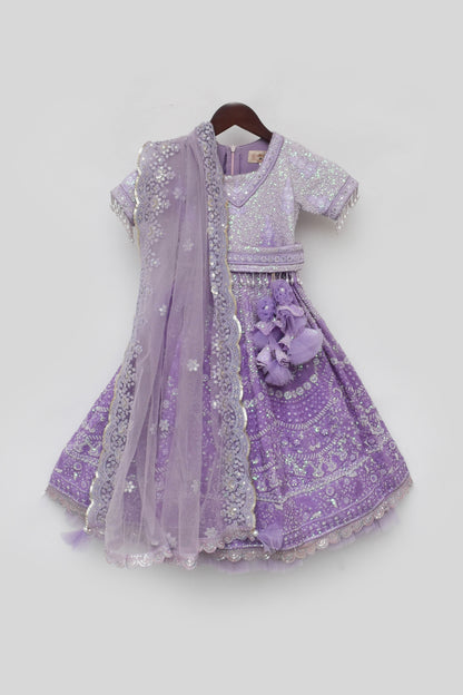 Purple Sequence Embroidery Lehenga Choli