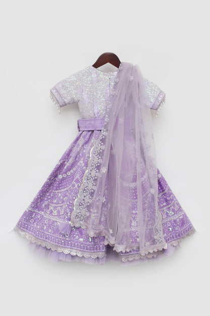 Purple Sequence Embroidery Lehenga Choli