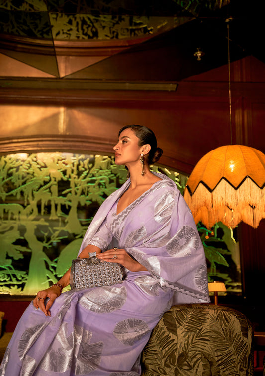 Lavender Krown Silk Modal Zari woven saree