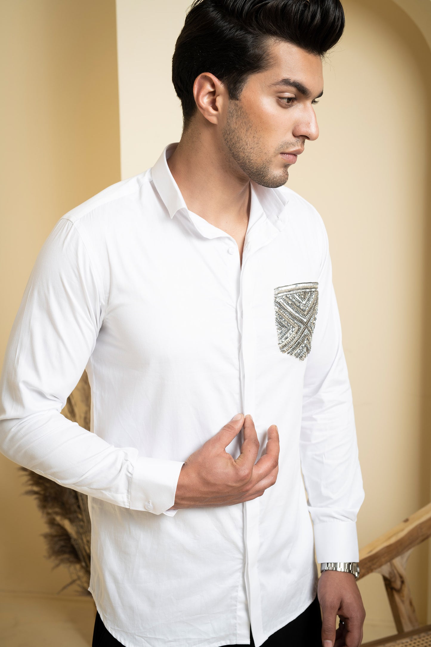 White Giza Cotton Elnor Festive Shirt
