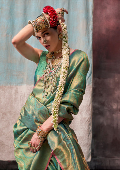 Green Kaala Savoy Handloom Silk Saree