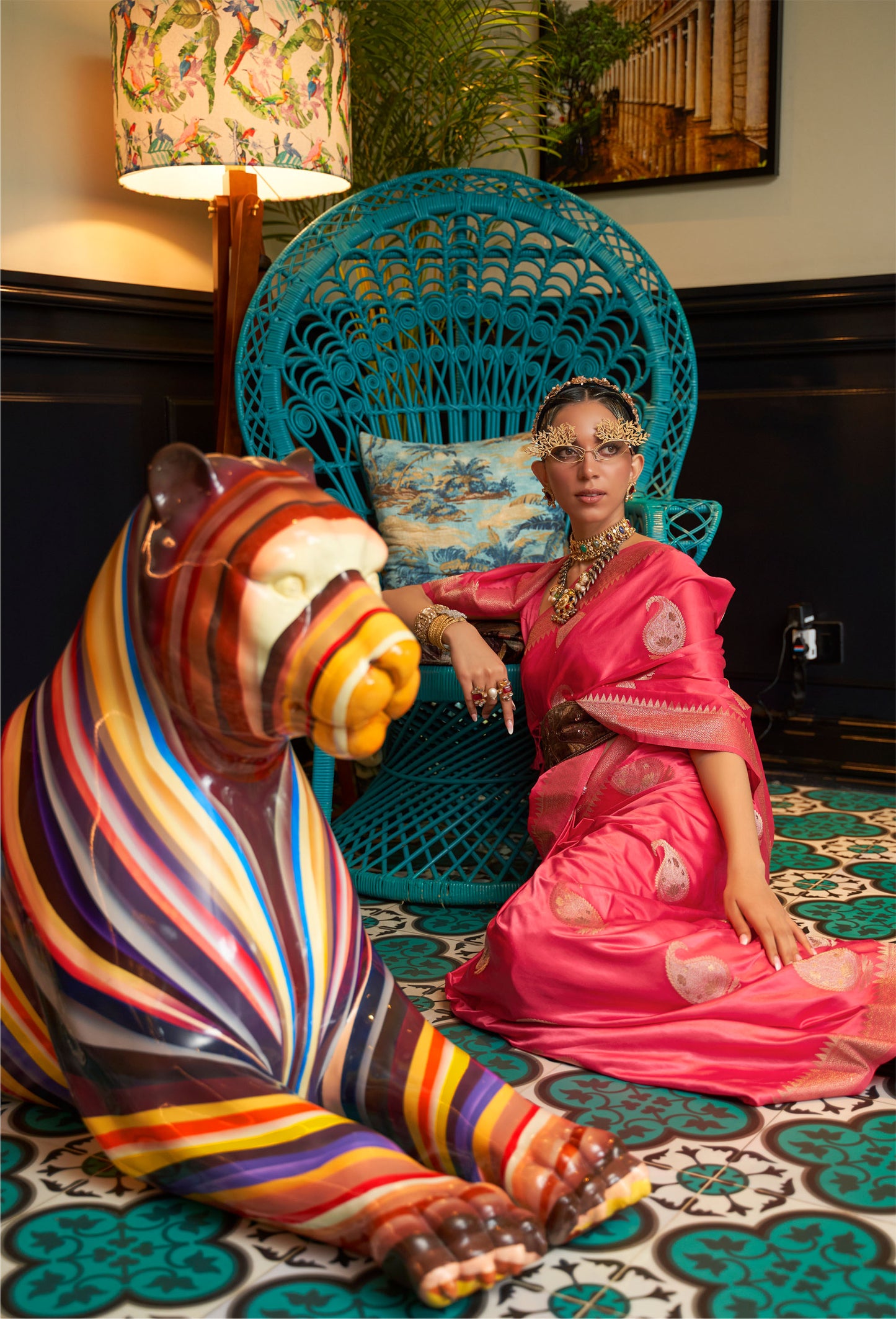 Pink Kushaq Silk Nylon Pure Satin Saree