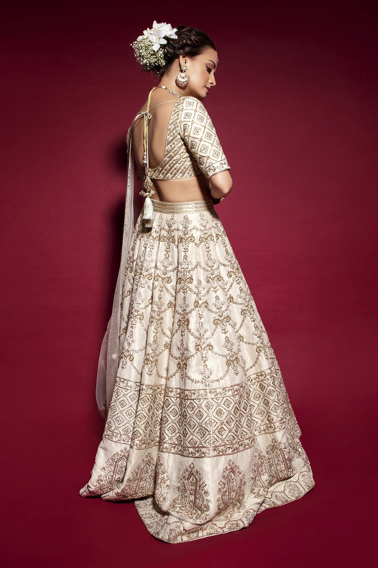 Ivory Zardozi Embroidery Lehenga - Aarambh