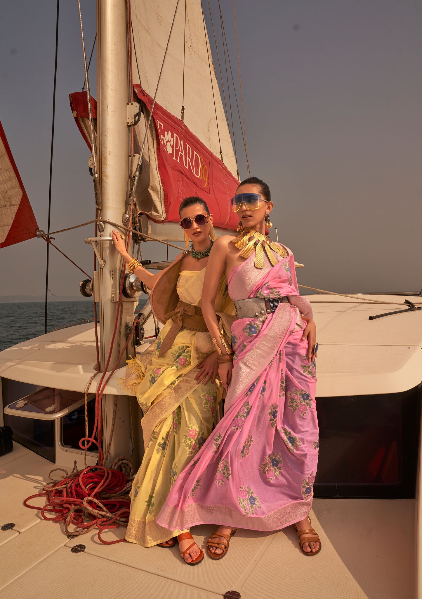 Pink Khibaa Silk Chinnon Nylon Handloom Saree