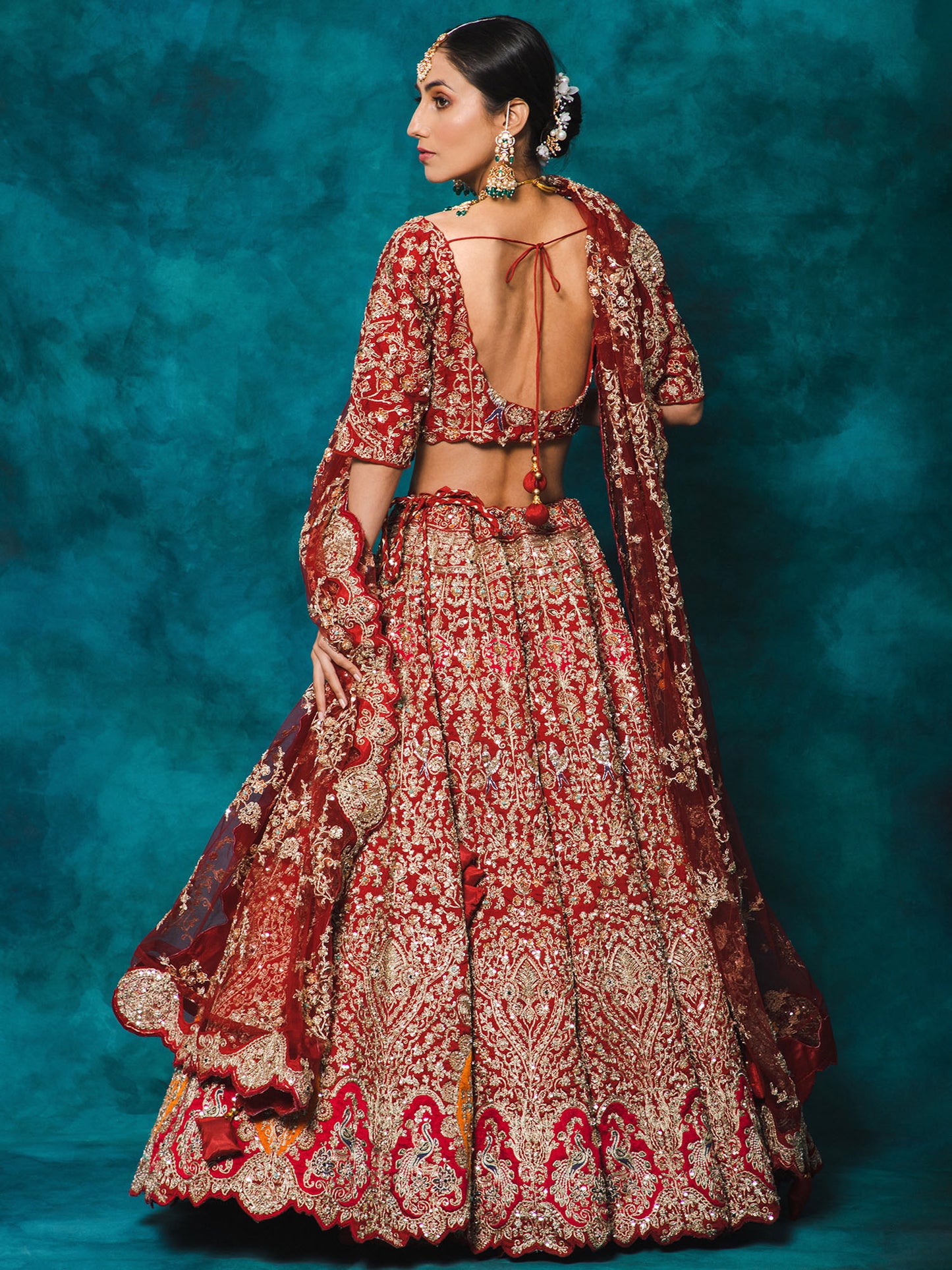 Dark Red Color Zardozi Embroidery Bridal Lehenga