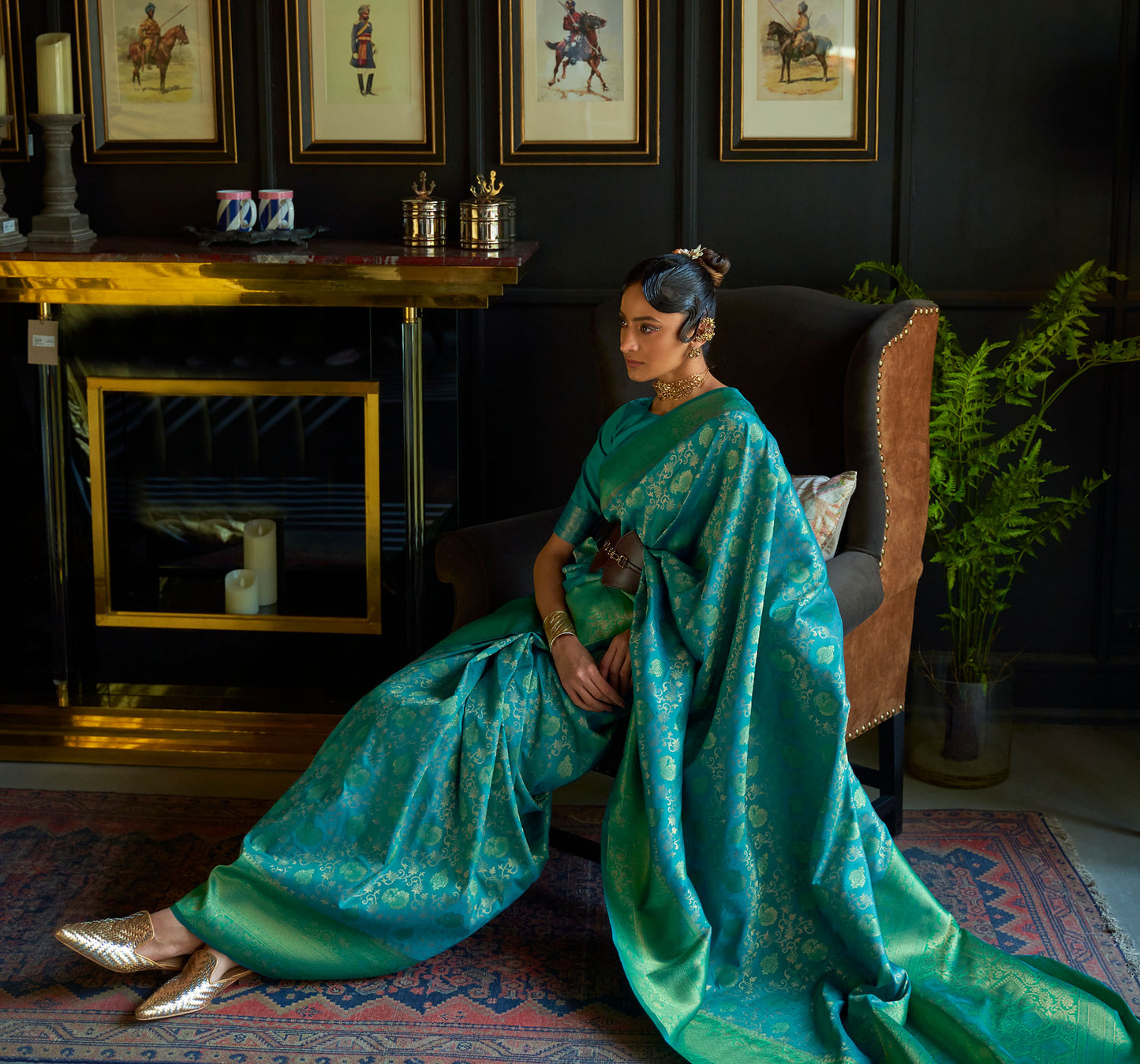 Green Karzoe Silk Pure Chaap Handloom Saree