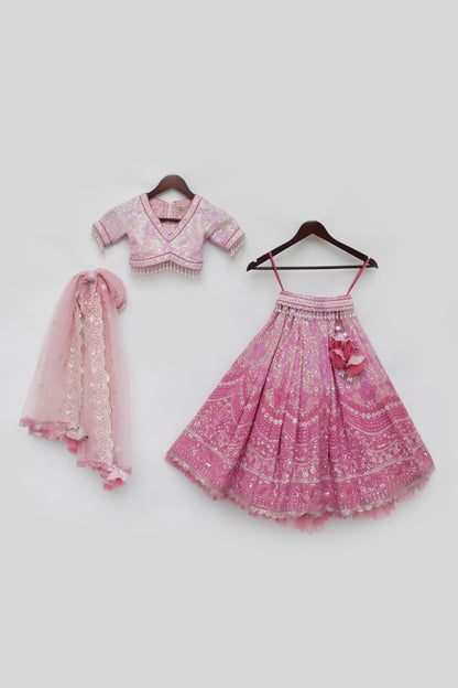 Pink Sequence Embroidery Lehenga Choli