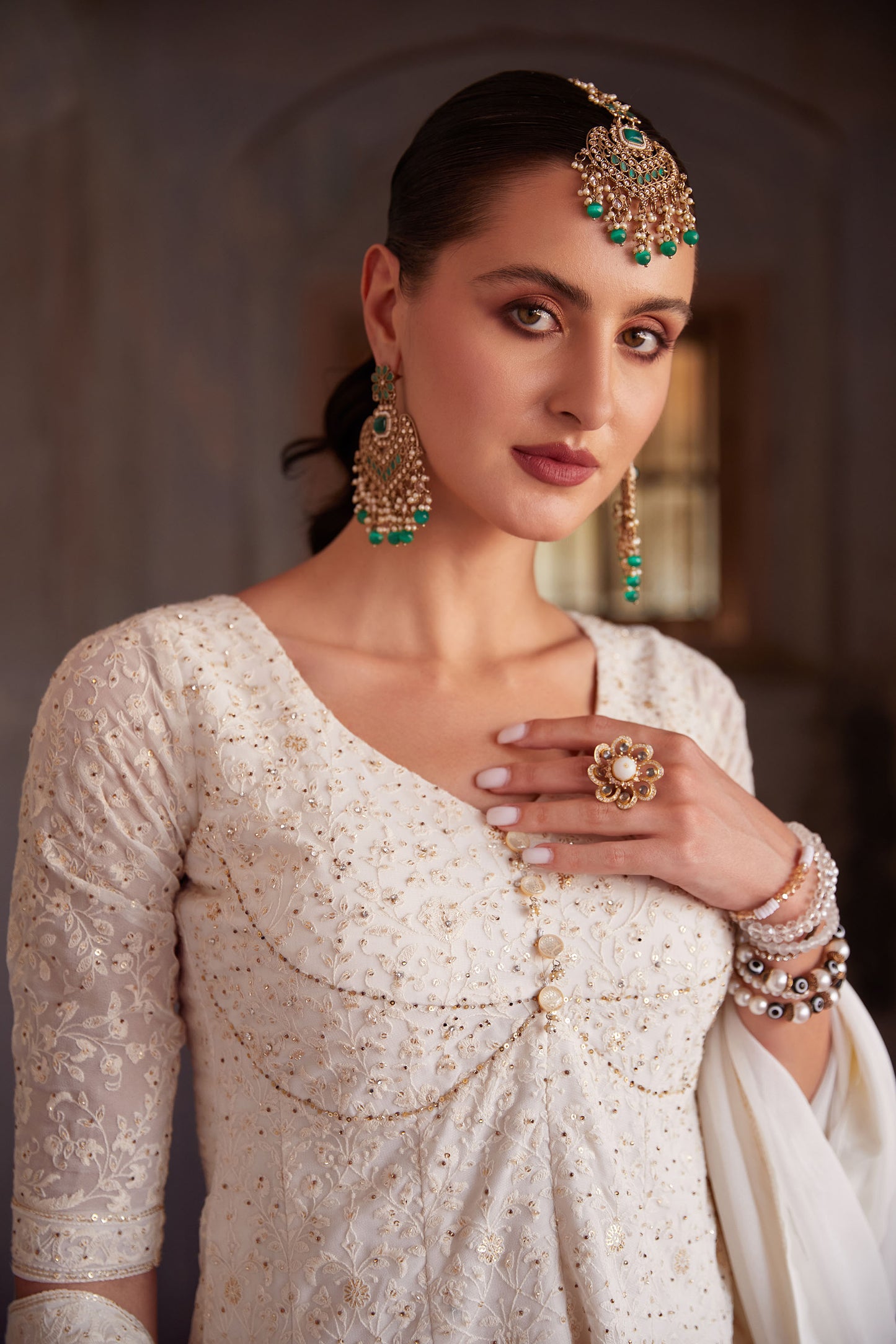Off White Georgette Zari & Sequins Embroidered Festive Sharara