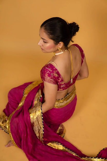Pinki Fuschia Chanderi Silk Sitara Saree