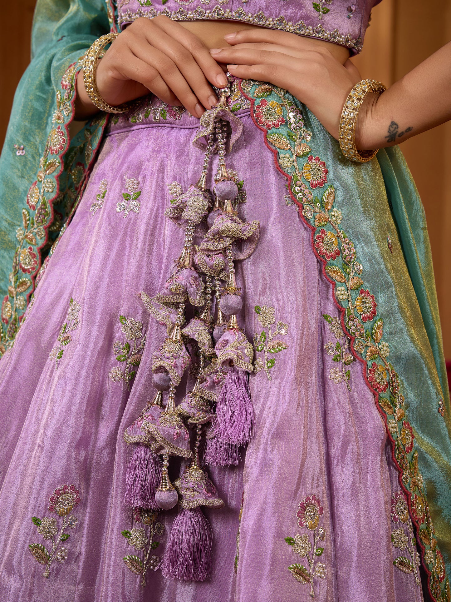Lavender Silk Sequins Embroidery Lehenga for Sangeet