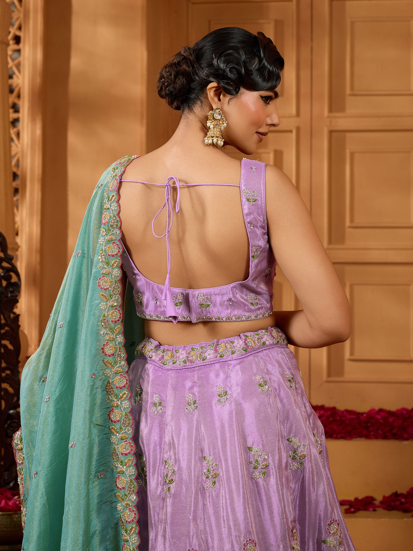 Lavender Silk Sequins Embroidery Lehenga for Sangeet