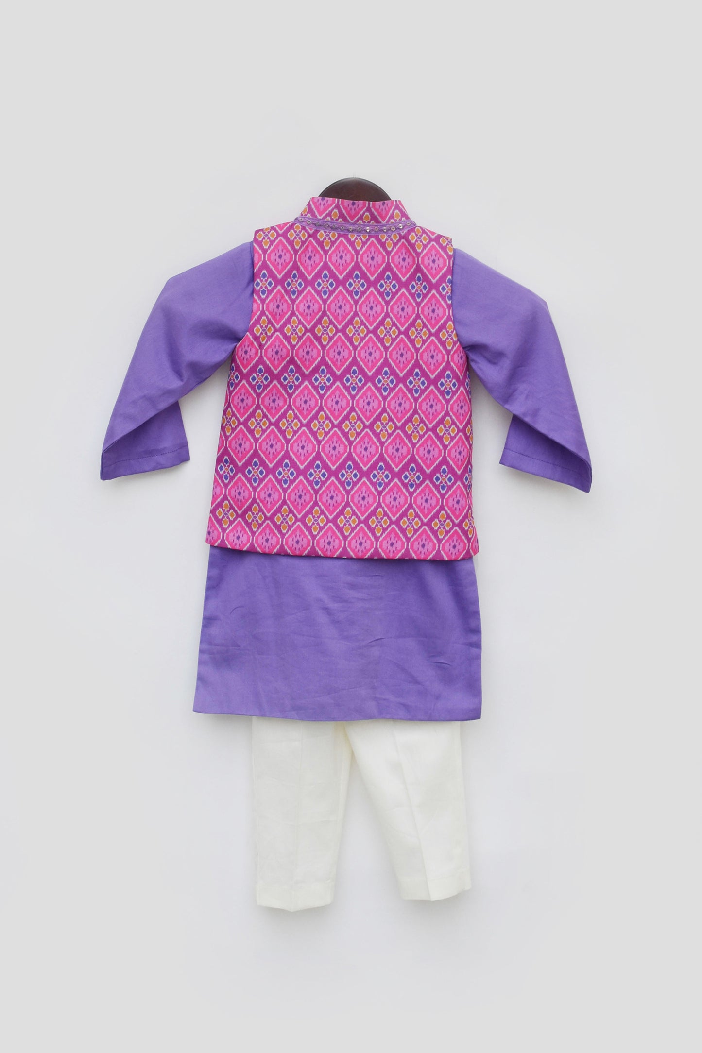 Pink Patola Printed Nehru Jacket Set