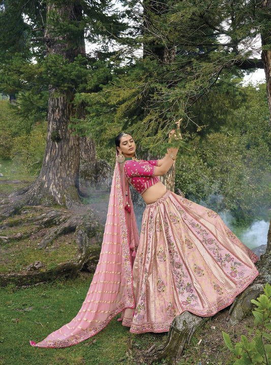 Pink Silk Gota Embroidered Bridal Lehenga Choli