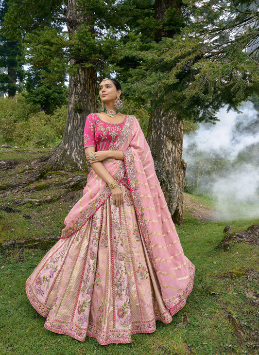 Pink Silk Gota Embroidered Bridal Lehenga Choli