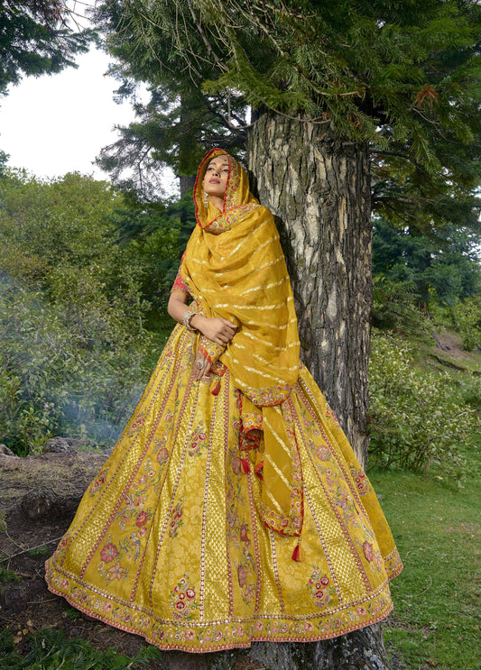 Yellow Silk Gota Embroidered Bridesmaid Lehenga Choli