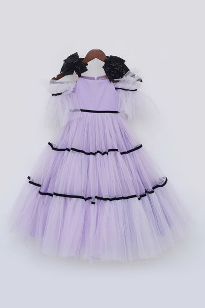Lilac Net Gown with Black Bow