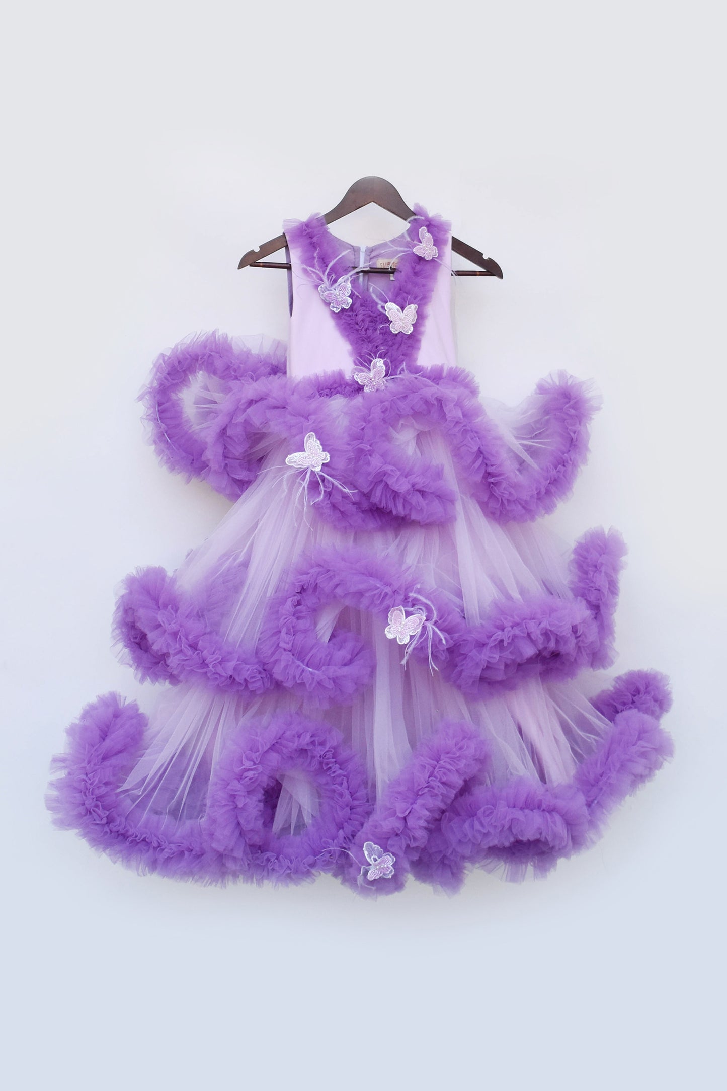 Purple Net Ruffel Gown