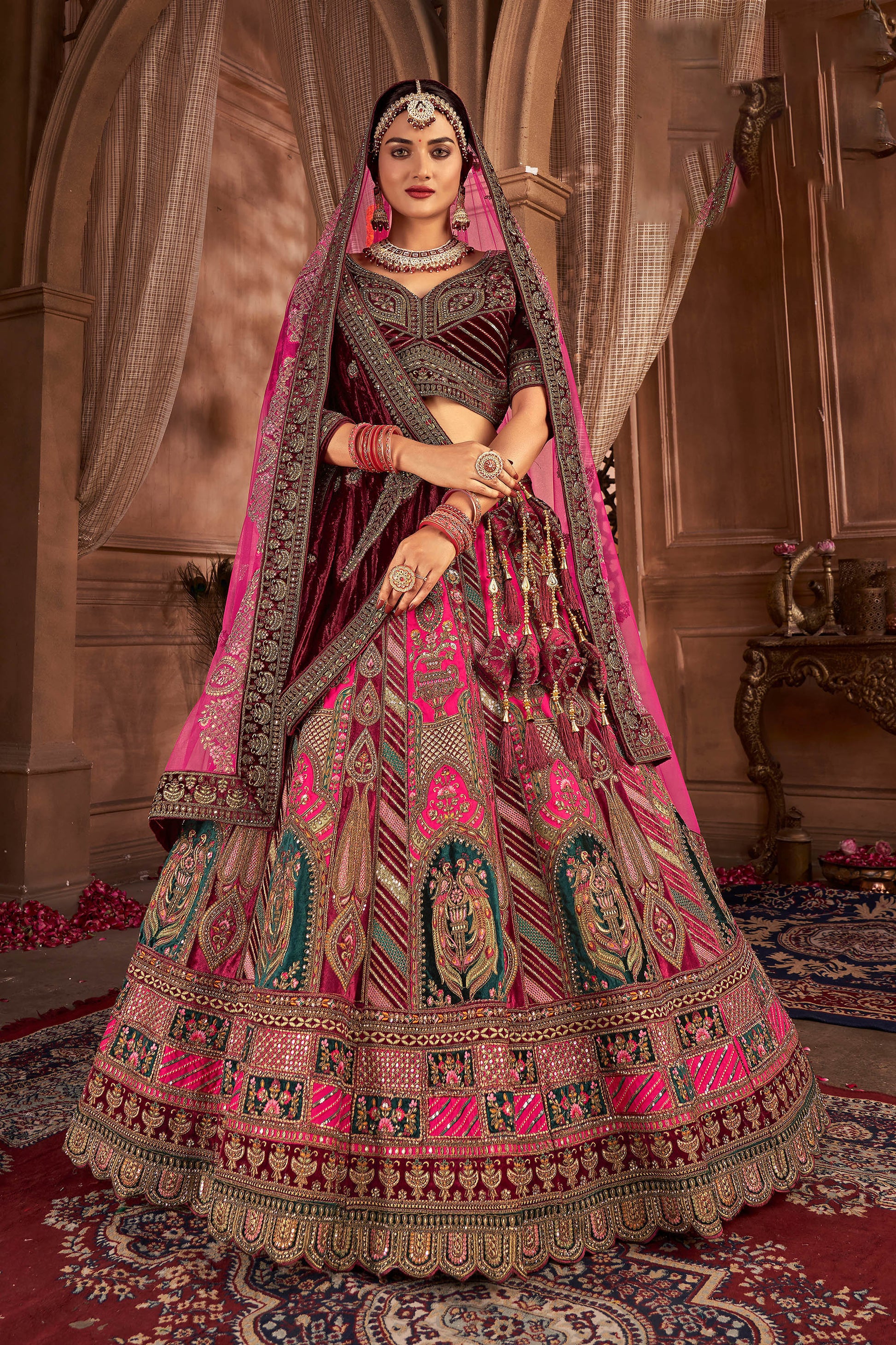 Wedding Heavy Pink Bridal Lehenga Engagement Customized Bridal