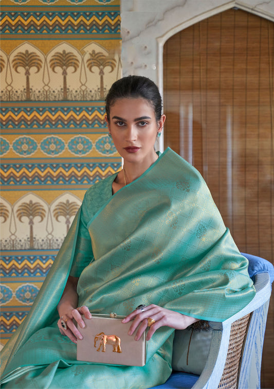 Green Kumbhi Silk - Petals Handloom Saree