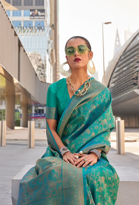 Green Kzainaab Handloom Silk Saree