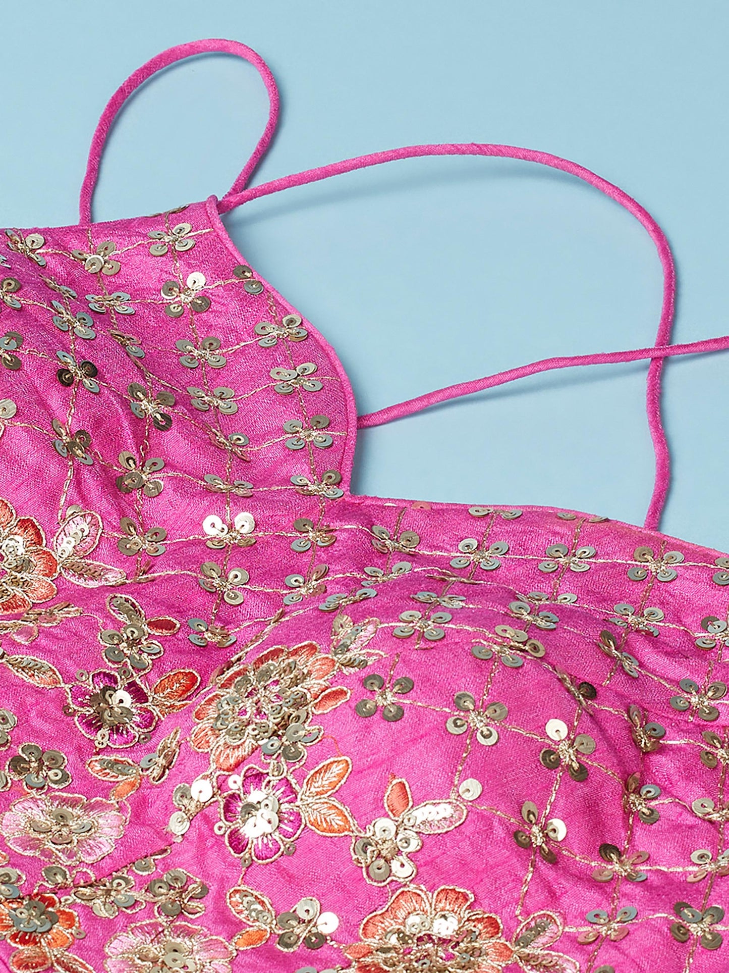 Orange Organza Shibori Printed Lehenga choli & Dupatta