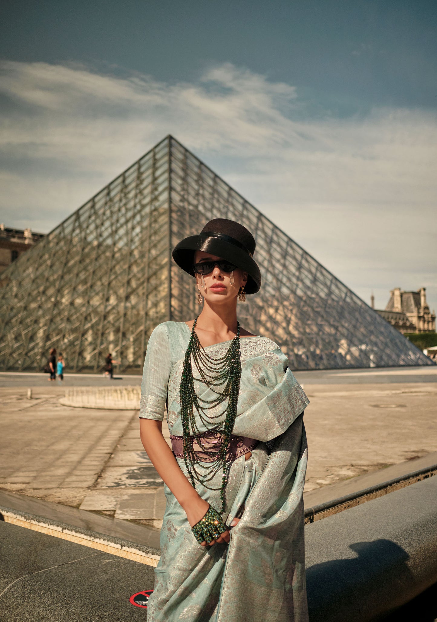 Green Kaasha Silk Gota Handloom Saree