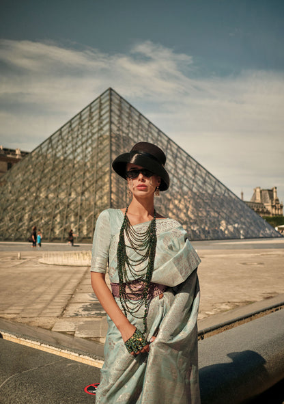 Green Kaasha Silk Gota Handloom Saree