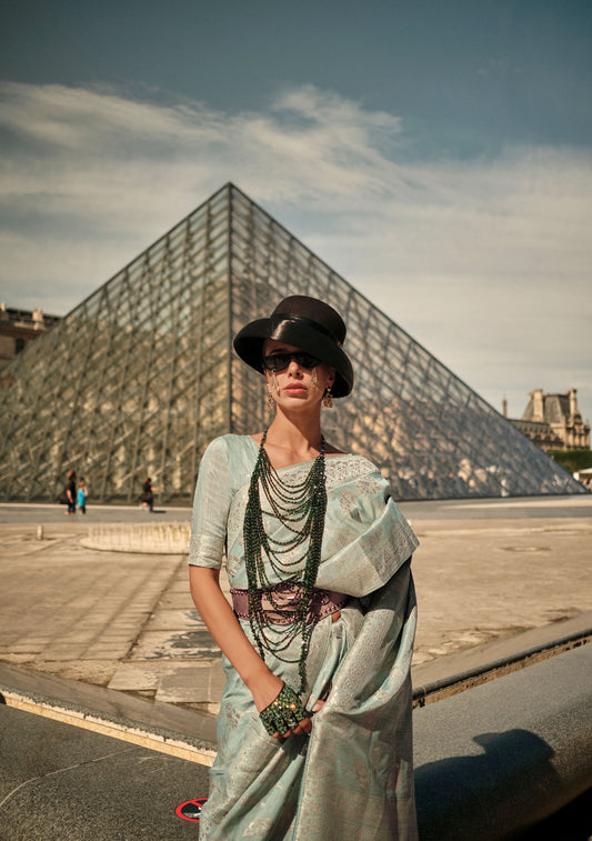 Green Kaasha Silk Gota Handloom Saree