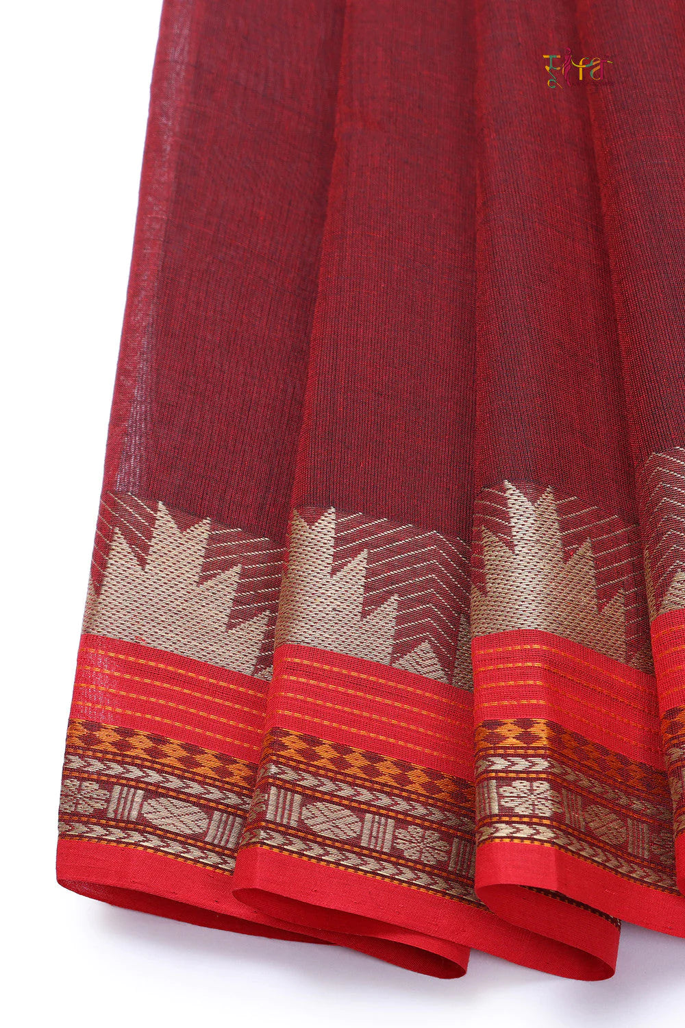 Maroon handloom pure cotton Kanchi Saree