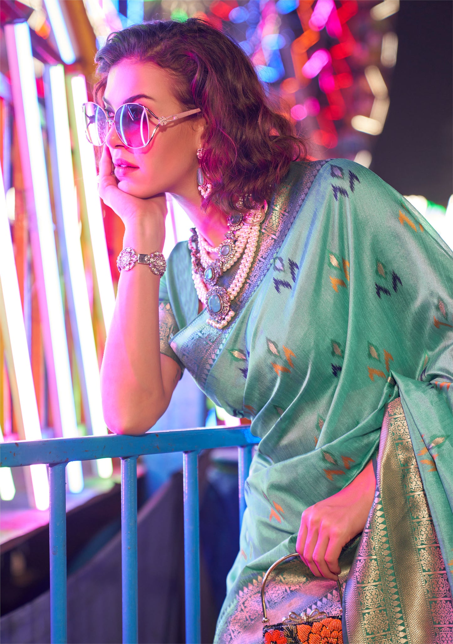 Emerald Green Kaitra Handloom Silk Saree