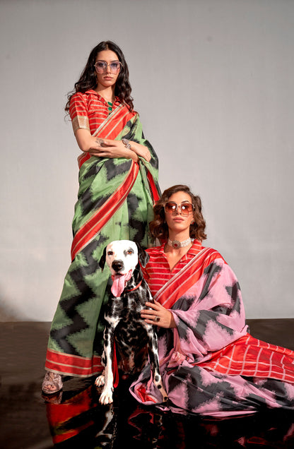 Dark green Khimsaar Spun Handloom Saree